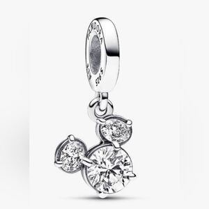 Authentic NEW Pandora Disney Mickey Mouse Sparkling Head Silhouette Dangle Charm